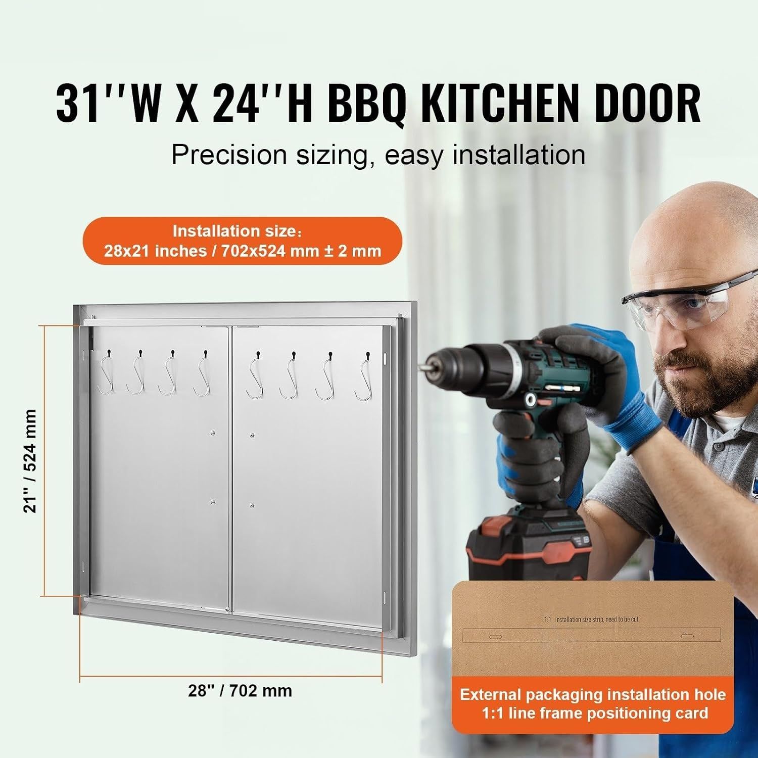 BBQ Access Door 79x61cm Stainless Steel Double