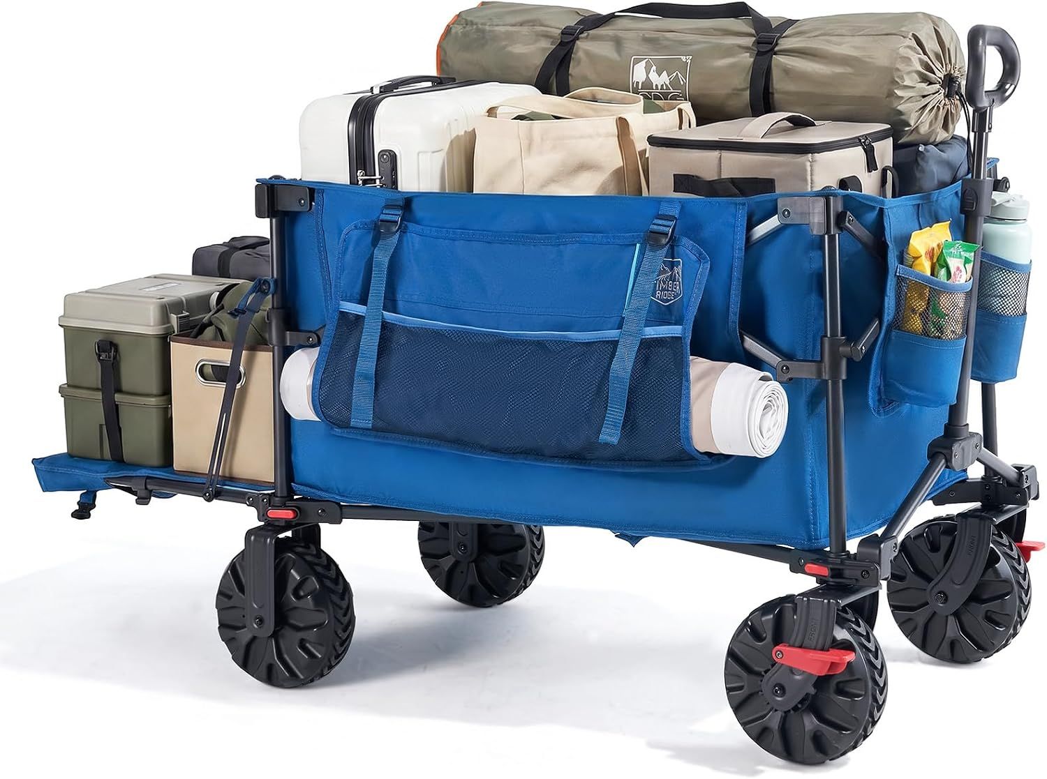 400L Folding Camping Trolley Cart with Tailgate Blue