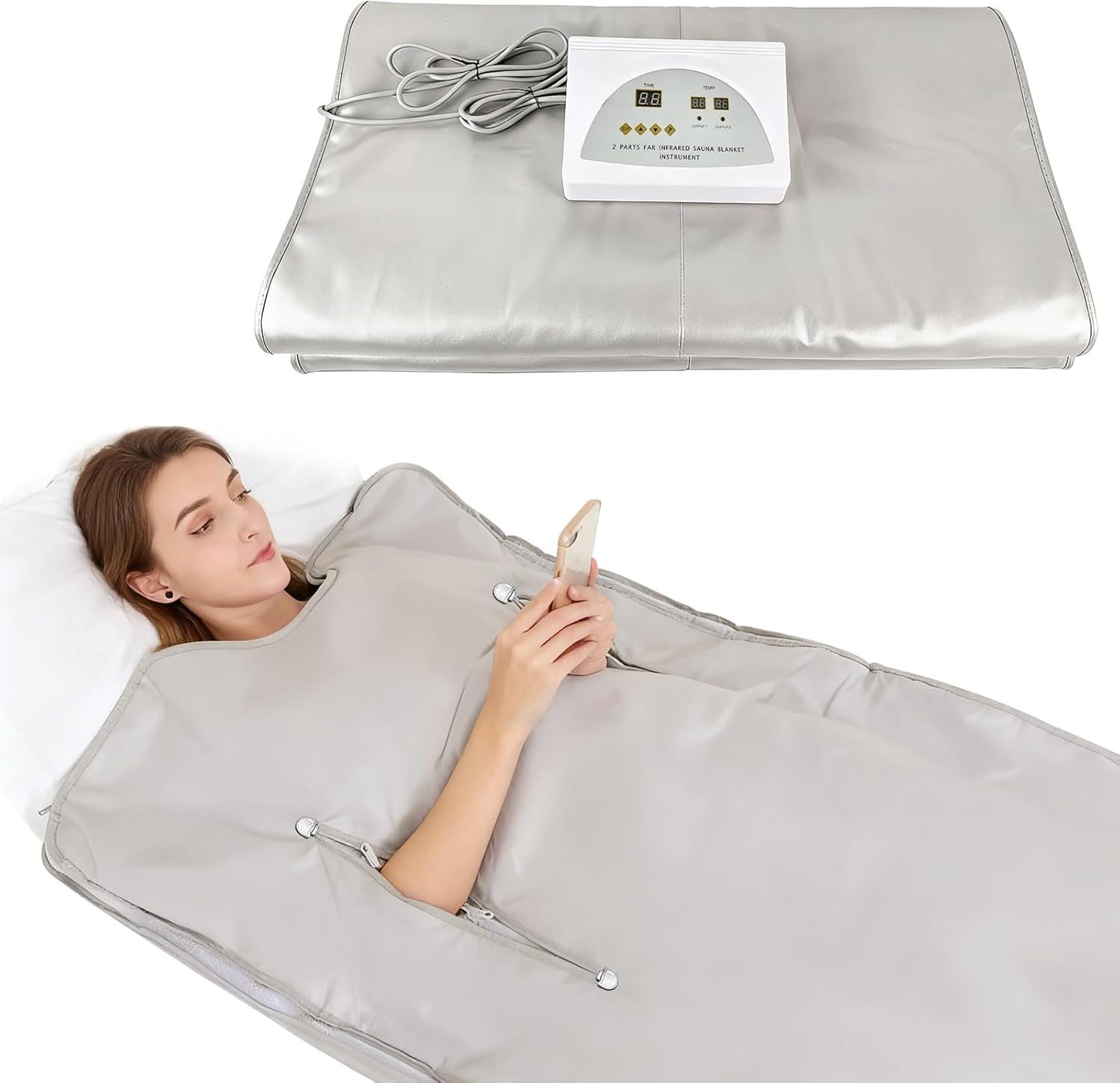 Infrared Sauna Blanket | 2-Zone Digital Heat | Portable Oxford Detox Blanket with Remote | Home Spa &amp; Beauty Salon Quality