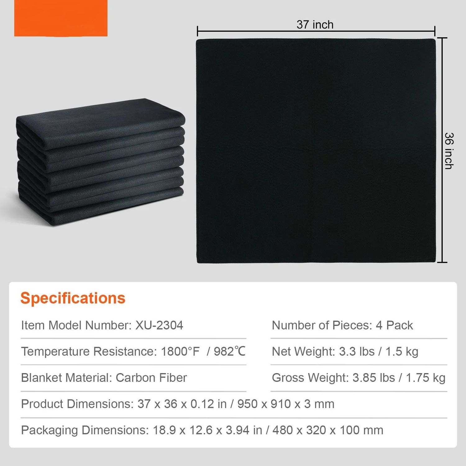 Carbon Felt Welding Blanket 4 Pack 950x910mm