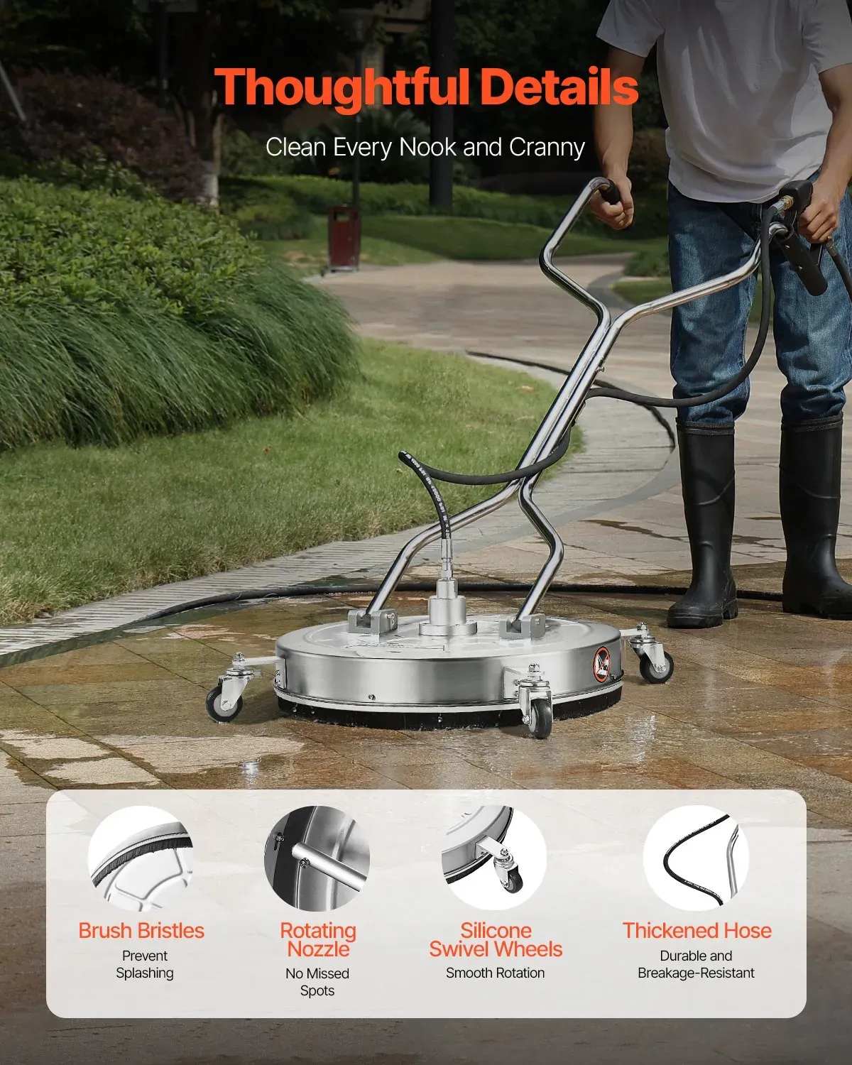 Stainless Steel Pressure Washer Flat Surface Cleaner