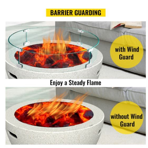 Tempered Glass Fire Pit Wind Guard