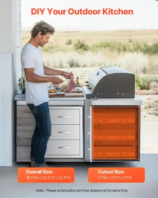 Stainless Steel BBQ Island Triple Drawers
