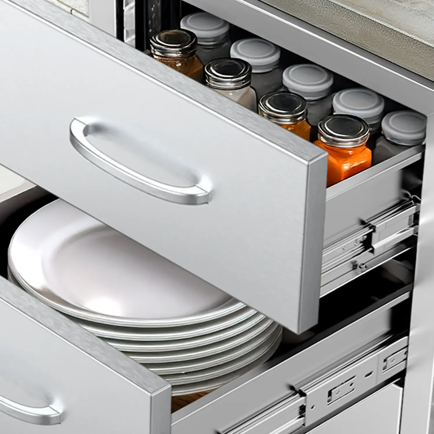 Stainless Steel BBQ Island Triple Drawers