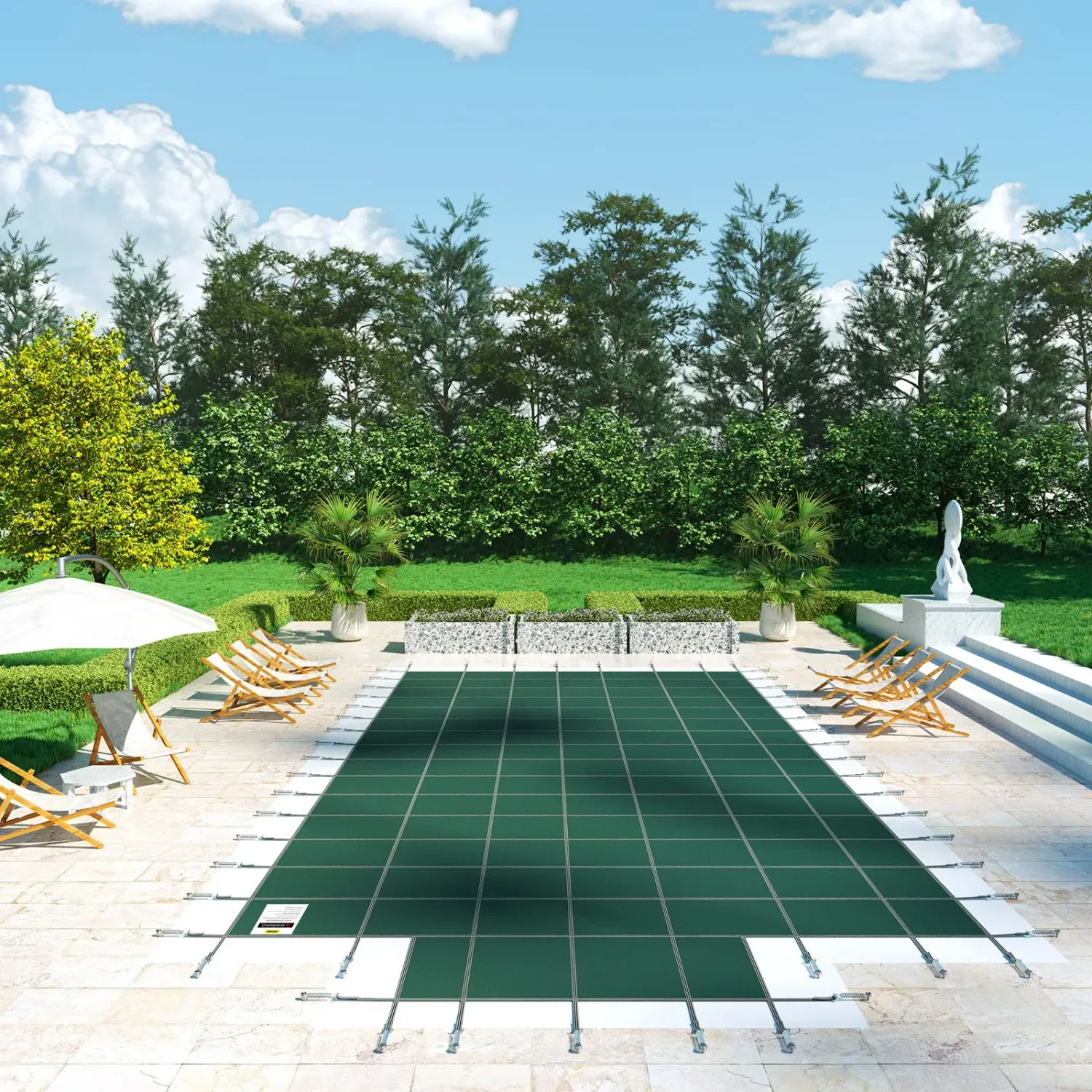 Safety 20 × 40 ft Inground Pool Cover – Heavy-Duty Mesh with Brass Anchors &amp; Springs