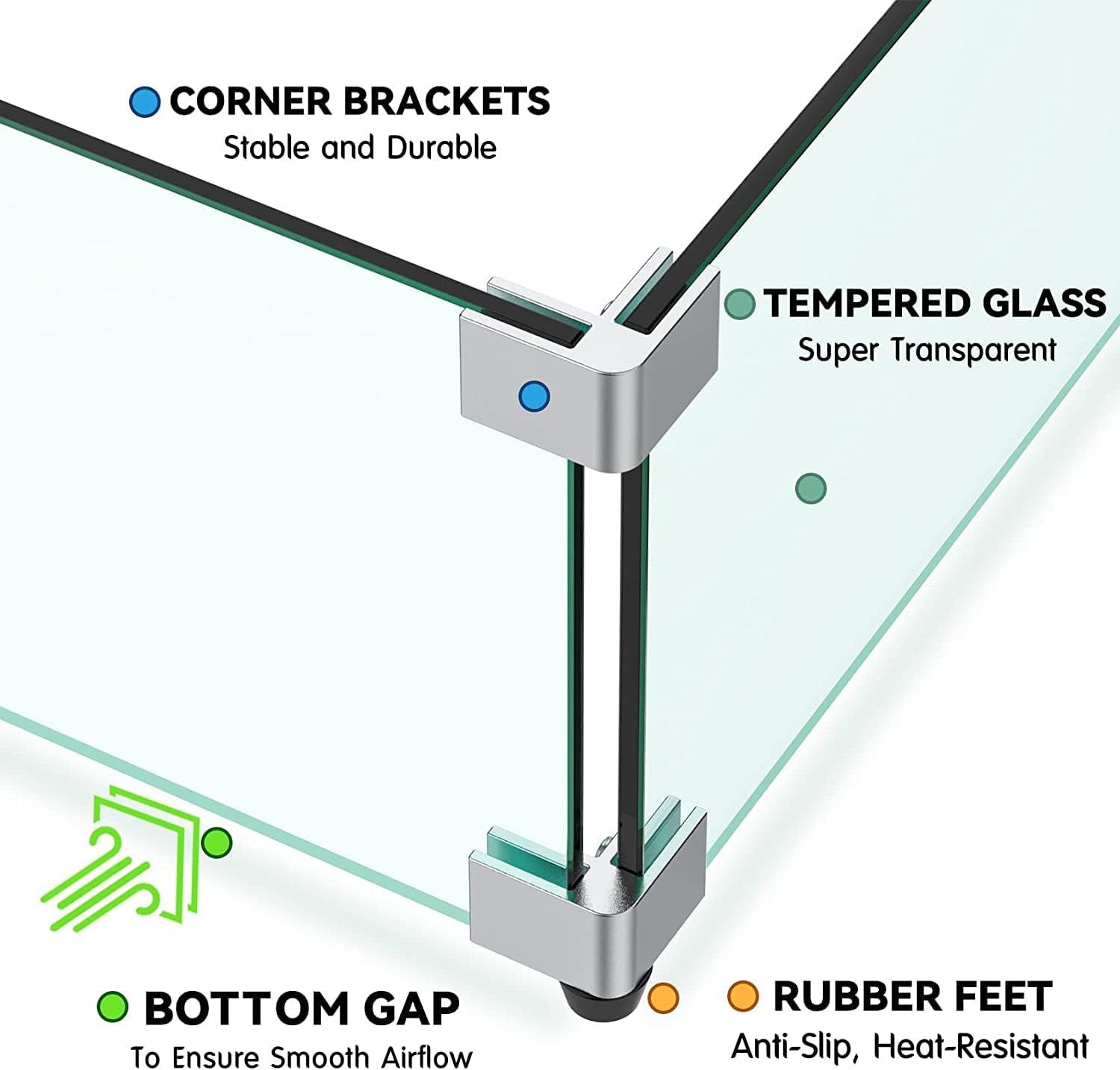 38x38cm Tempered Glass Bowl with Aluminium Stand