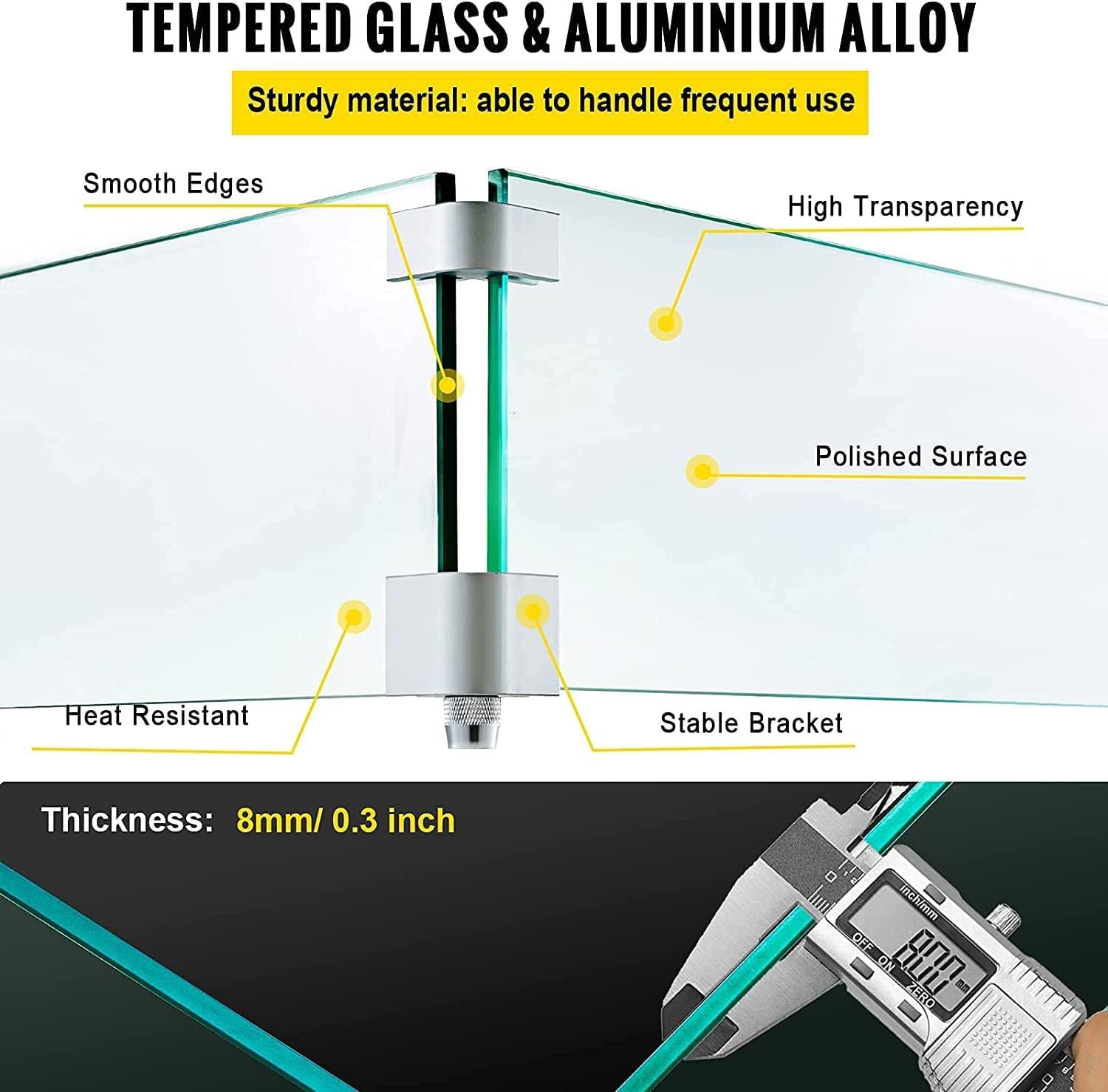 38x38cm Tempered Glass Bowl with Aluminium Stand