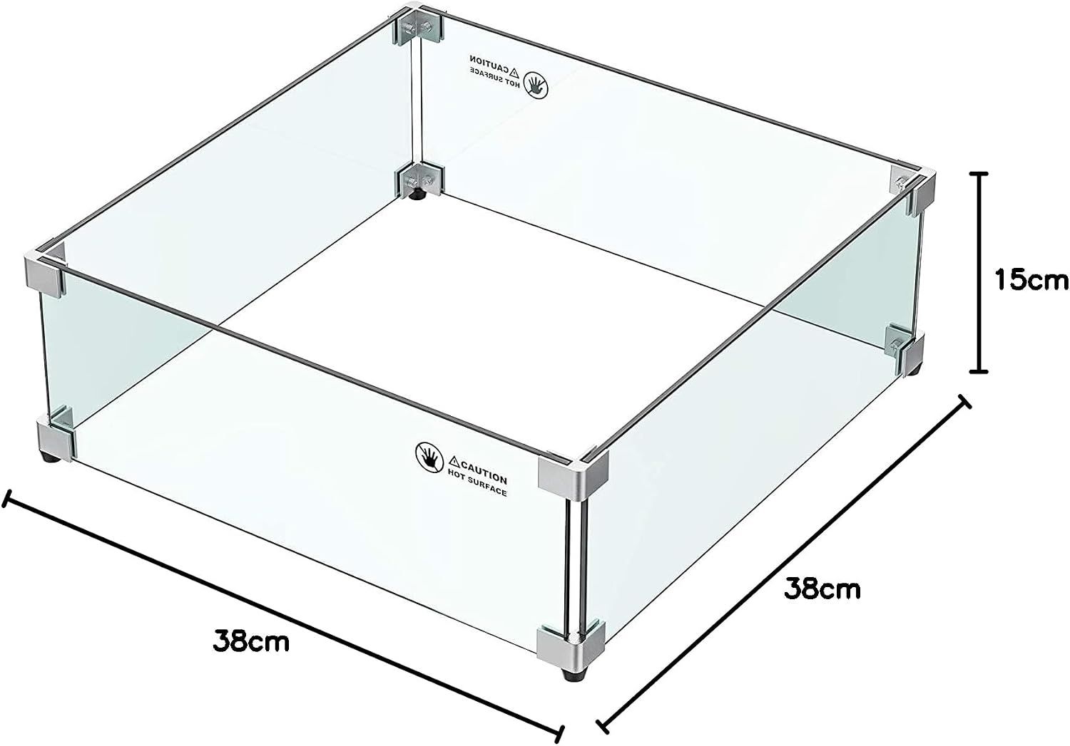 38x38cm Tempered Glass Bowl with Aluminium Stand
