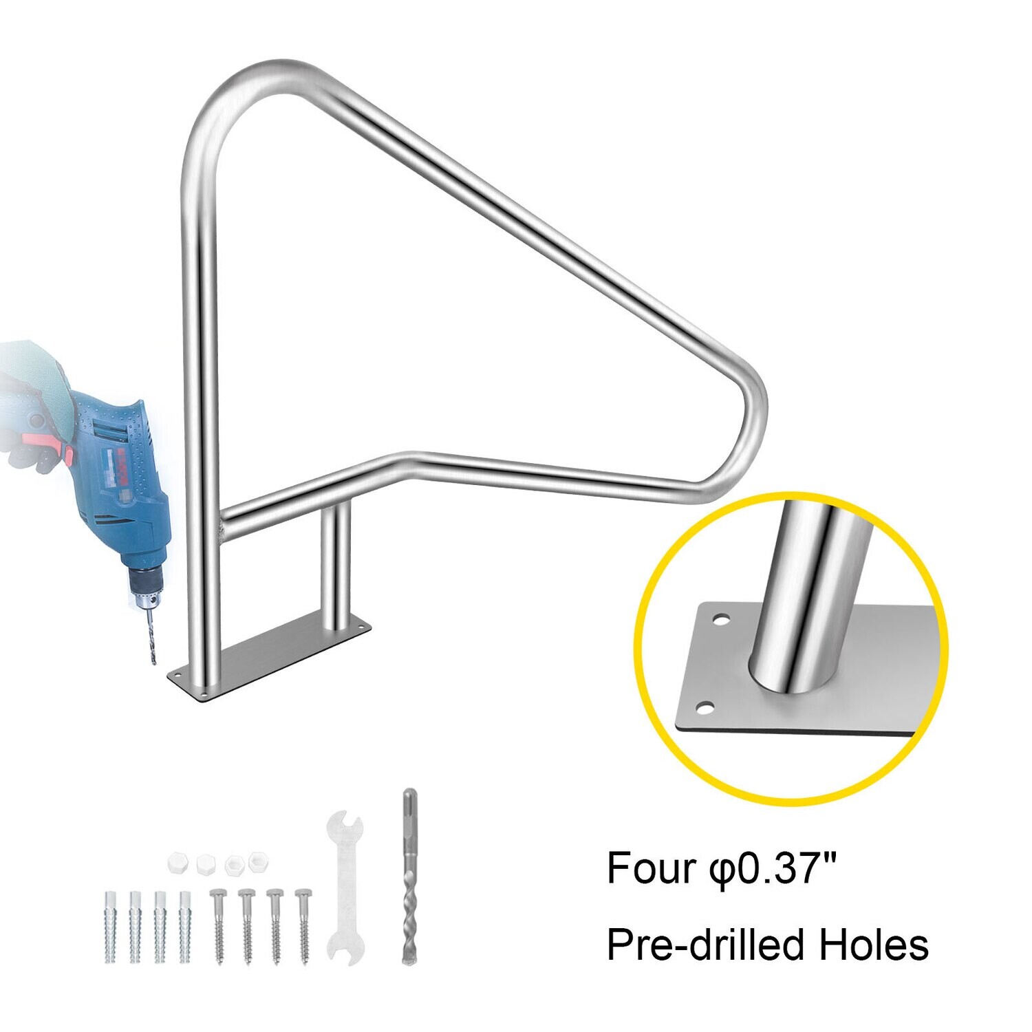 Pool Handrail Stainless Steel with Grip Cover