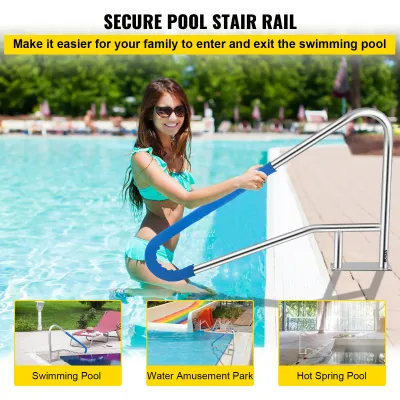 Pool Handrail 4FT Stainless Steel Swimming with Nylon Grip Cover