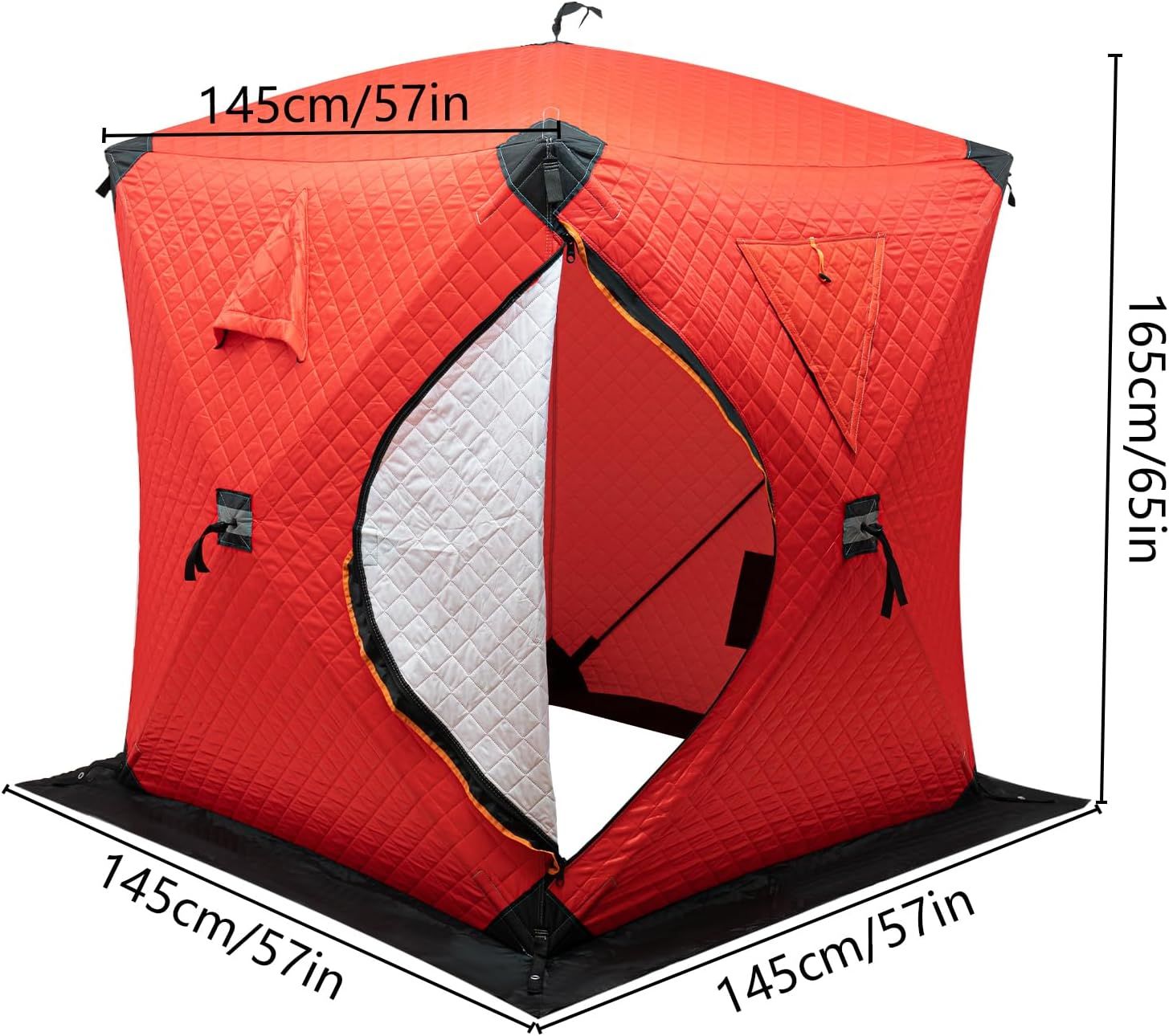 Portable Ice Fishing Tent 1–2 Person Waterproof Windproof Thermal Shelter 145 × 145 × 165cm