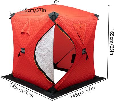 Portable Ice Fishing Tent 1–2 Person Waterproof Windproof Thermal Shelter 145 × 145 × 165cm