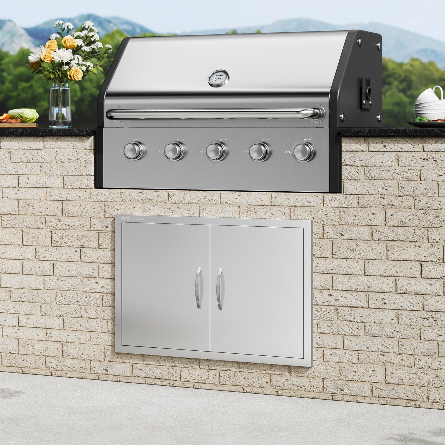 Double Access Outdoor Kitchen Door – Stainless Steel Access Door for BBQ Islands and Outdoor Kitchens