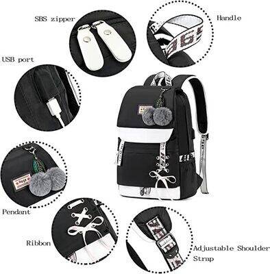 Unisex Waterproof School Bags Backpack with Ergonomic Design: Fashionable, Waterproof, Nylon Campus Backpack, Daypack, Leisure Backpack, for Women and Teenagers