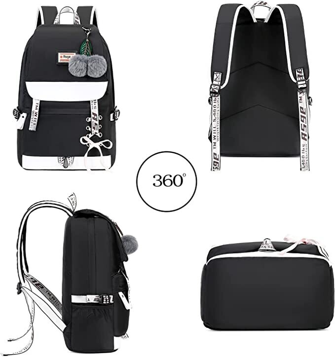 Unisex Waterproof School Bags Backpack with Ergonomic Design: Fashionable, Waterproof, Nylon Campus Backpack, Daypack, Leisure Backpack, for Women and Teenagers