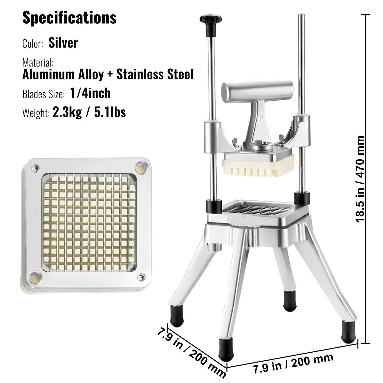 Stainless Steel 1/4-Inch Commercial Vegetable Dicer