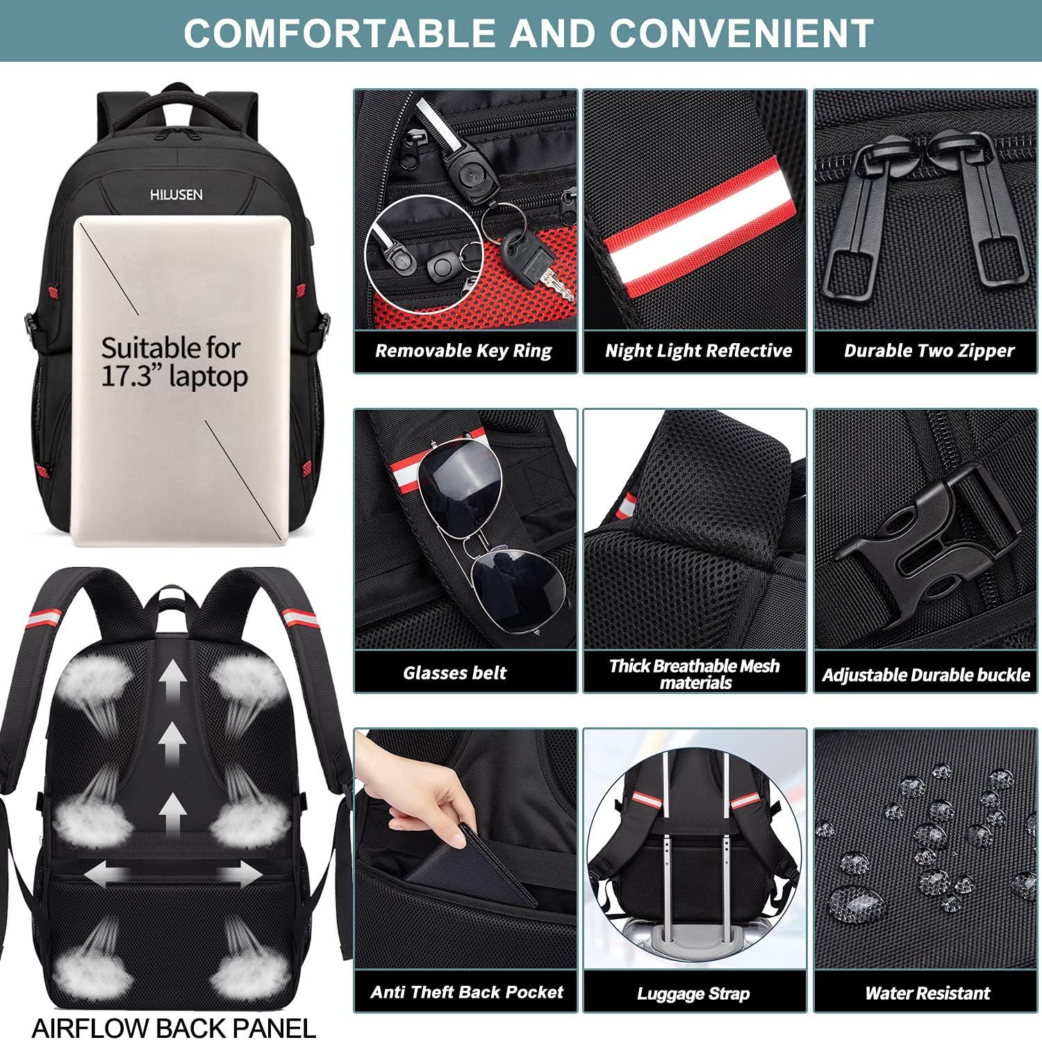 50L Business Backpack Water Resistant Laptop Bag