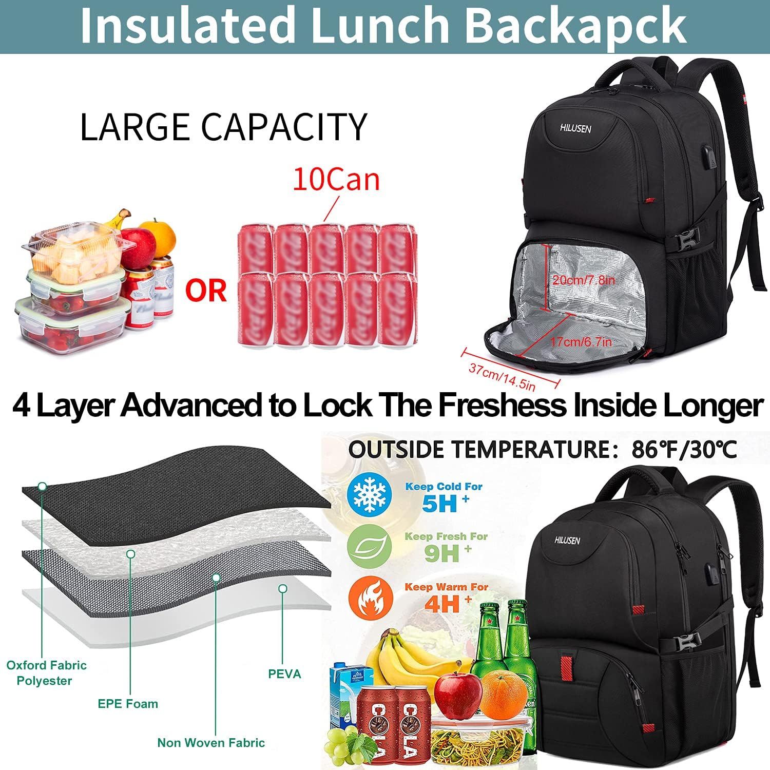 50L Business Backpack Water Resistant Laptop Bag
