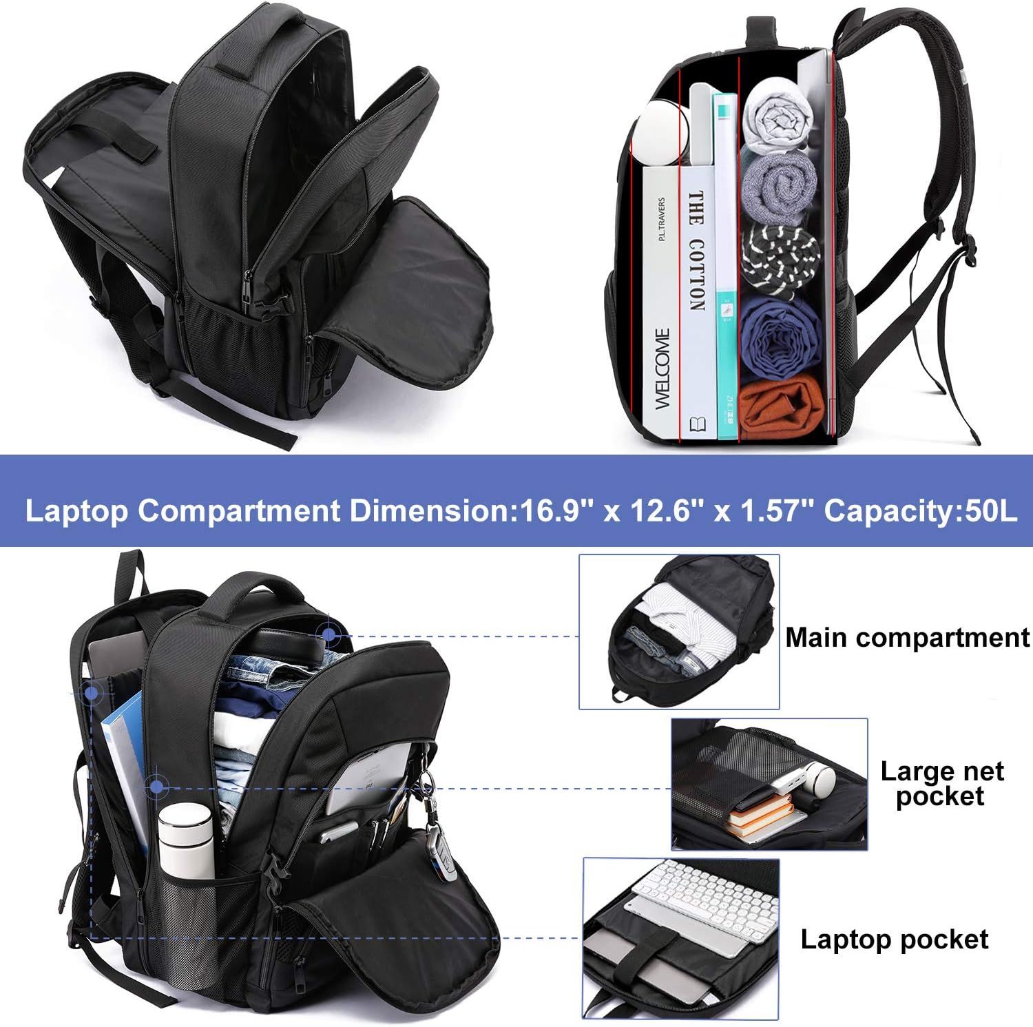 50L Large Capacity Travel Laptop Backpack
