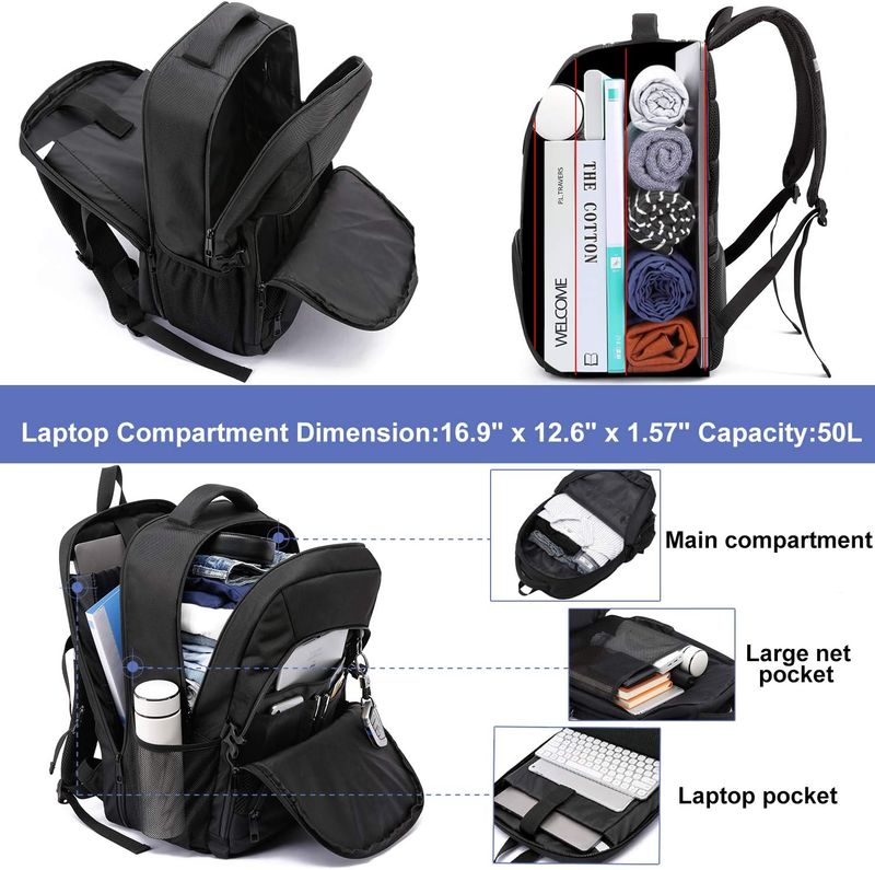 50L Large Capacity Travel Laptop Backpack