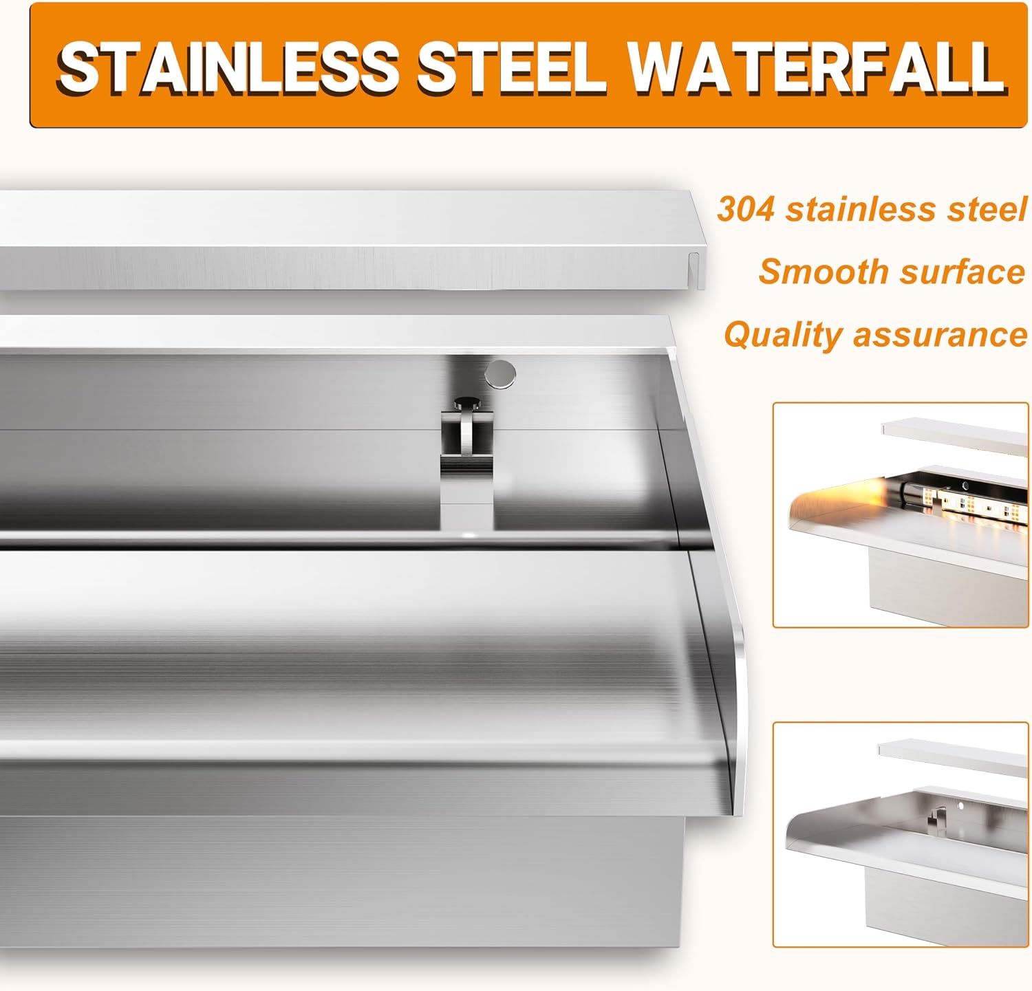 Stainless Steel Waterfall Spillway Blade – 15cm Garden Pond Water Feature
