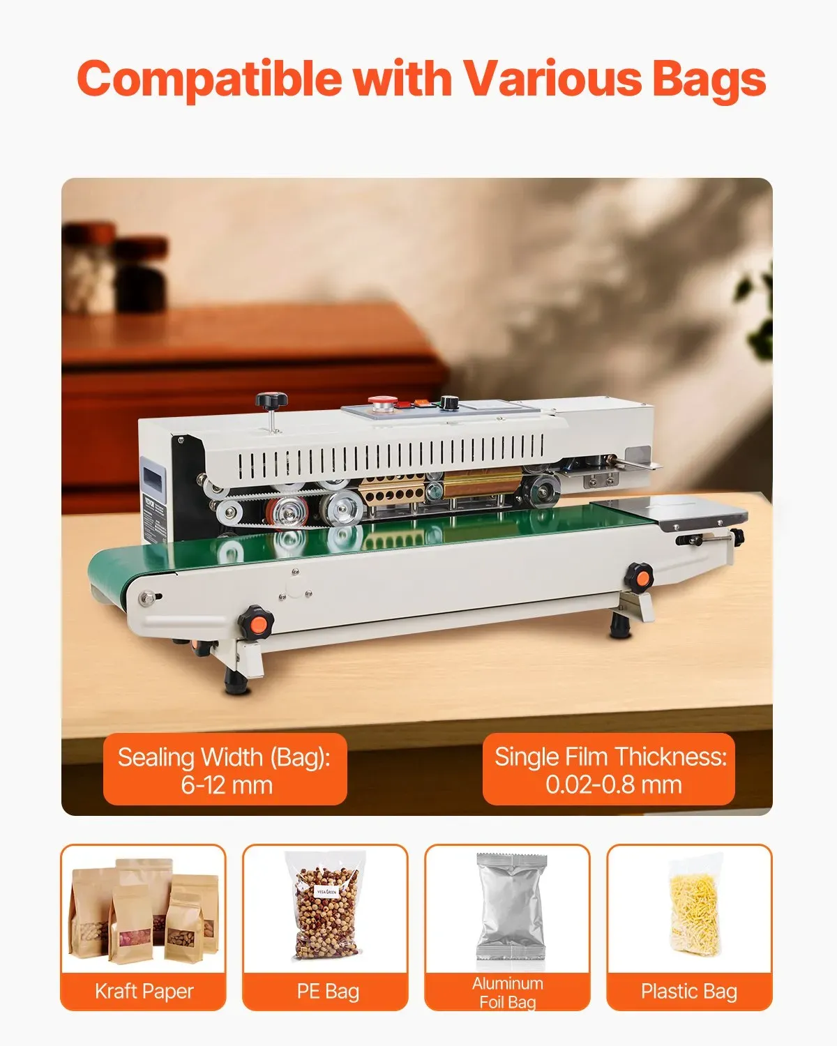 Automatic Continuous Band Sealing Machine – 500W / 600W Industrial Bag Sealer