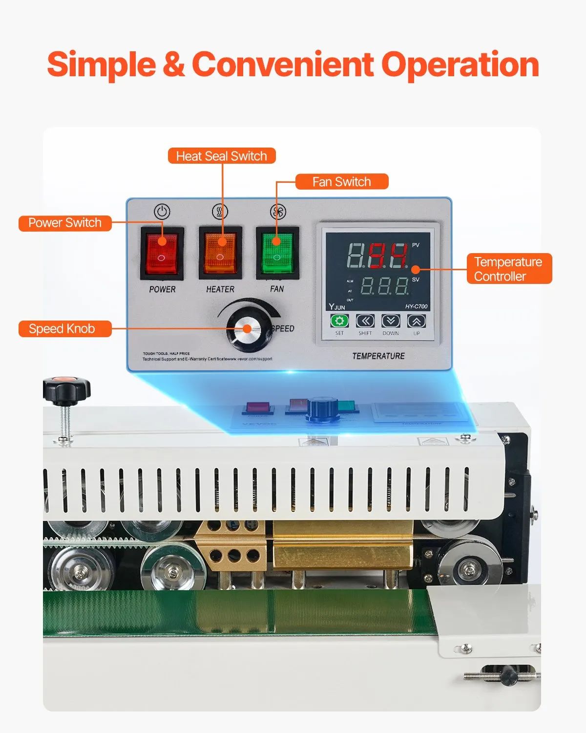 Automatic Continuous Band Sealing Machine – 500W / 600W Industrial Bag Sealer