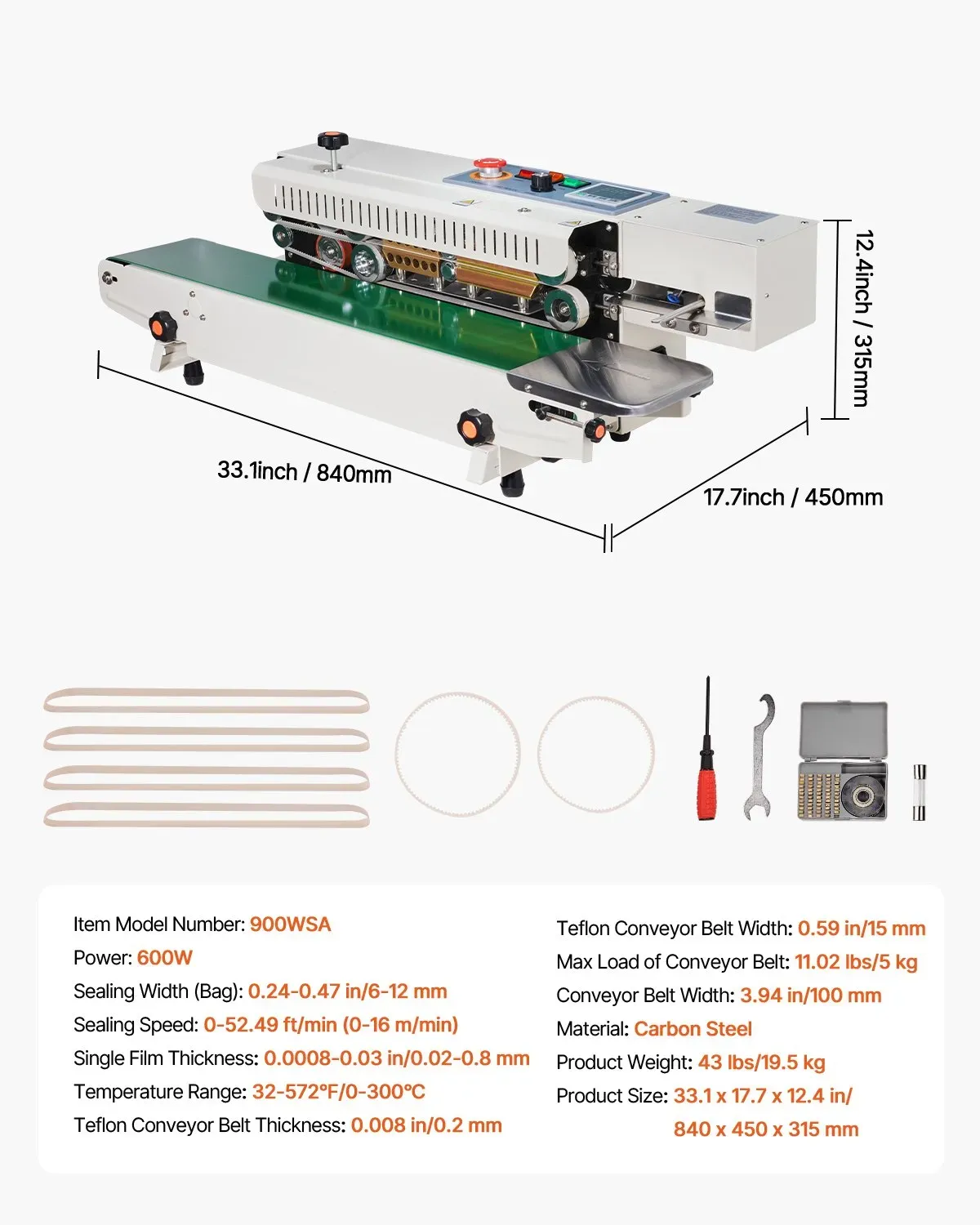 Automatic Continuous Band Sealing Machine – 500W / 600W Industrial Bag Sealer