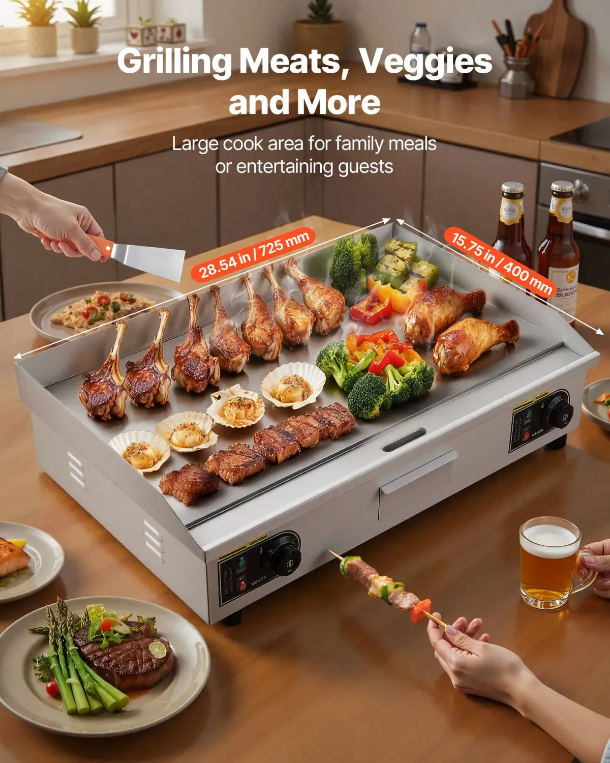 4400W Commercial Electric Griddle Grill Stainless Steel Flat Top