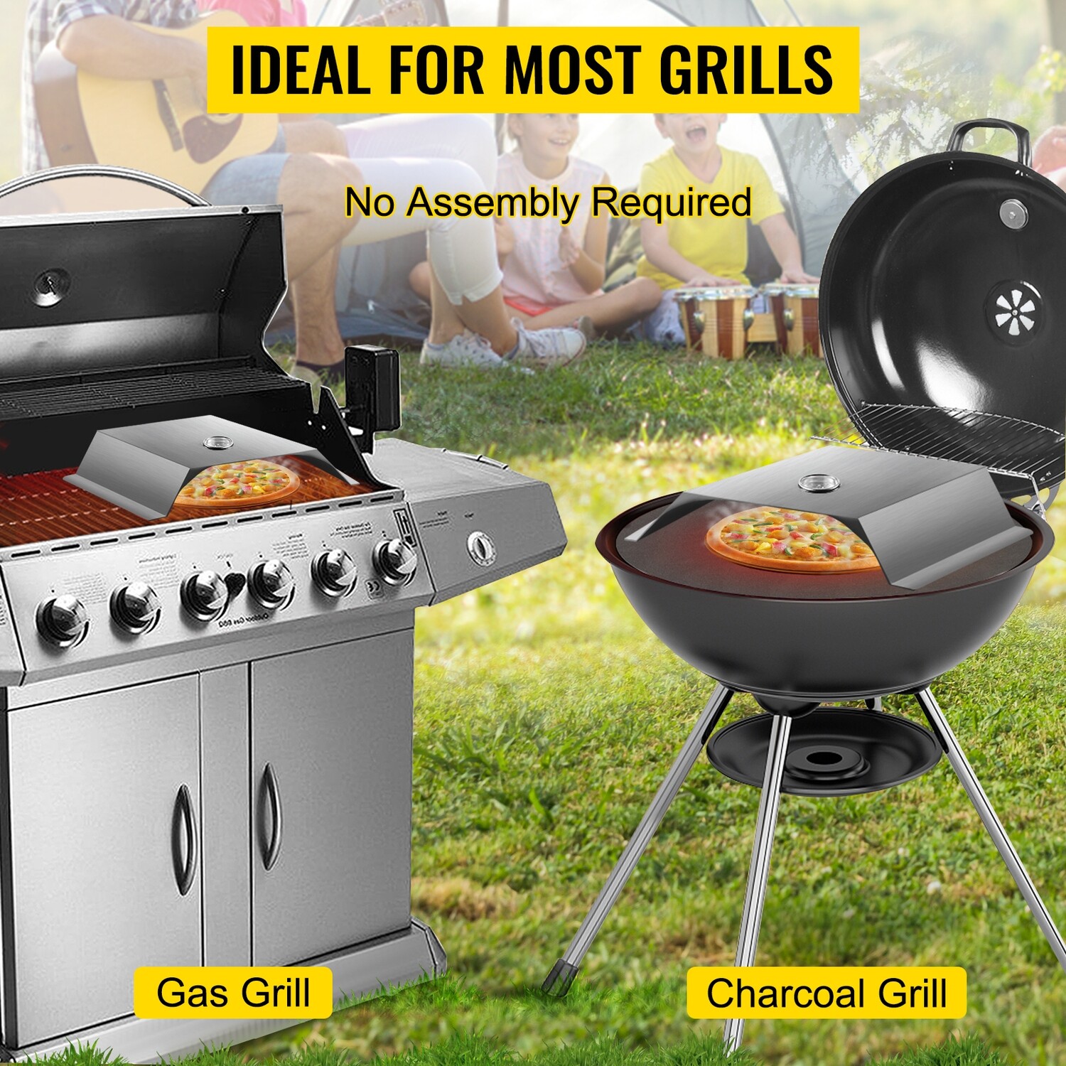 22" Charcoal Grill, Pizza Oven Kit Including Pizza Chamber, 13" Round Pizza Stone, 10 x 11.8 inch Pizza Peel