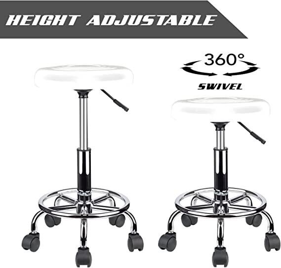 Ergonomic Rolling Work Stool Adjustable Height  Office, and Home Use