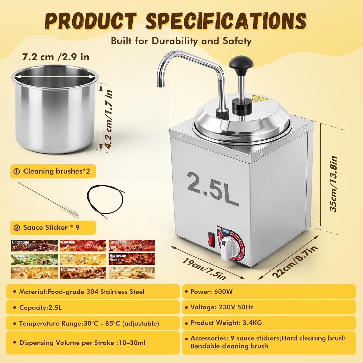 Electric Nacho Cheese Warmer Commercial Dispenser