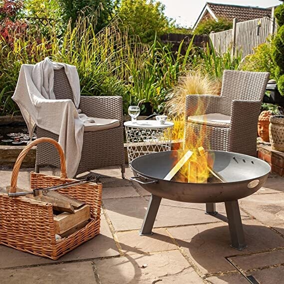 Raw Cast Iron Fire Pit – Black Wood-Burning Outdoor Fire Bowl