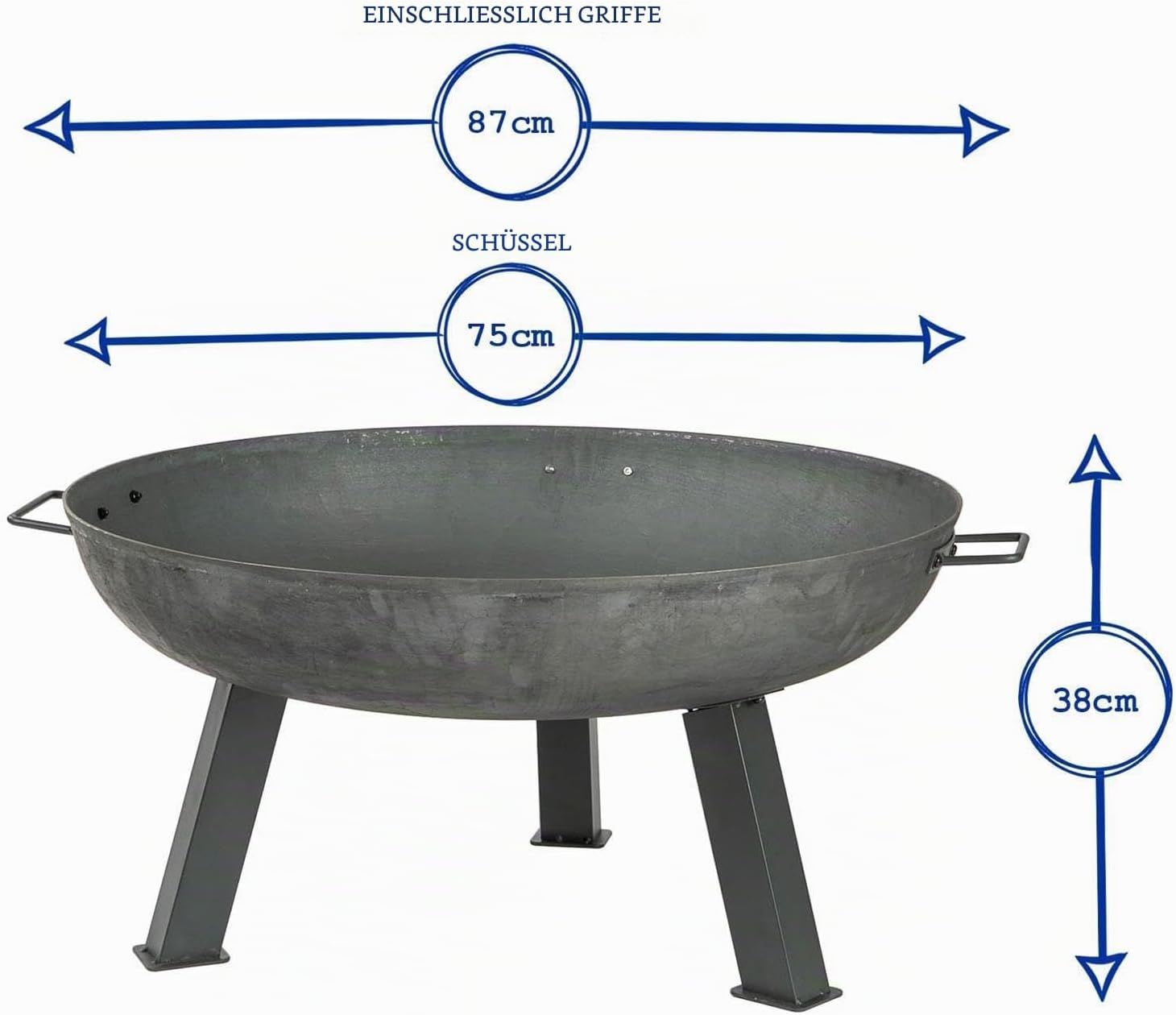 Raw Cast Iron Fire Pit – Black Wood-Burning Outdoor Fire Bowl