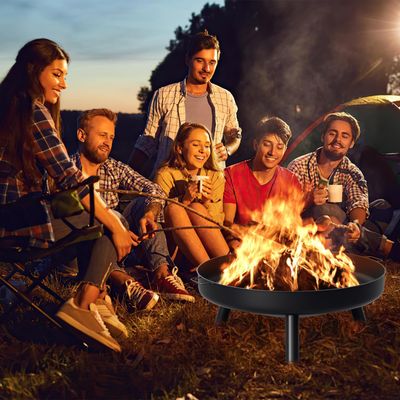 Raw Cast Iron Fire Pit – Black Wood-Burning Outdoor Fire Bowl