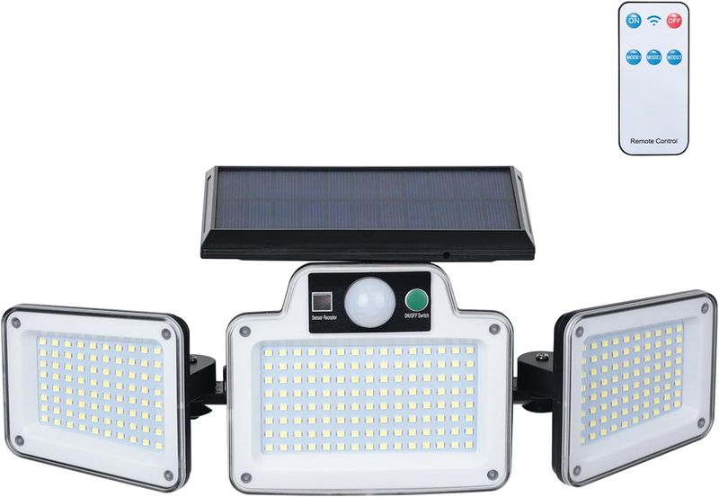 Solar Powered Security Light with PIR Motion Sensor &amp; Remote Control