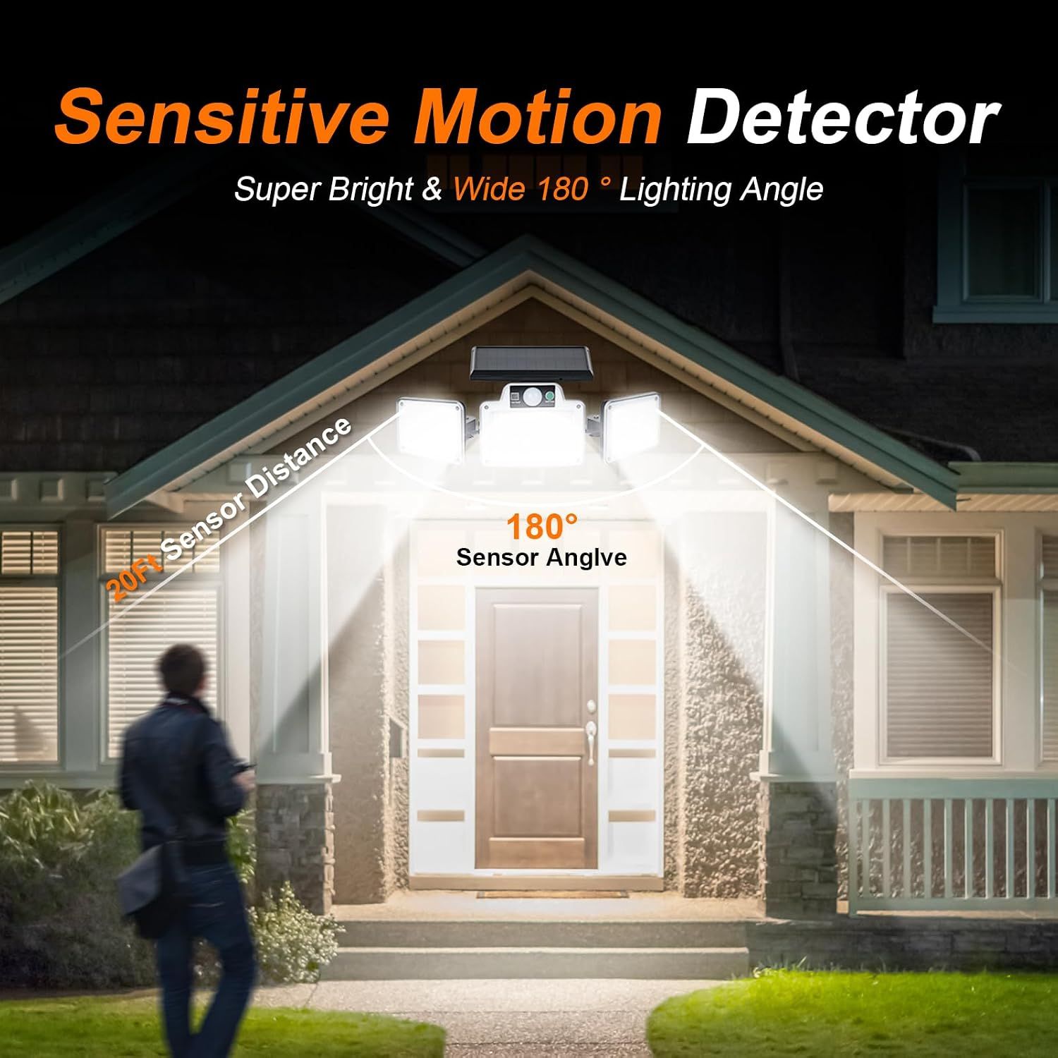 Solar Powered Security Light with PIR Motion Sensor &amp; Remote Control