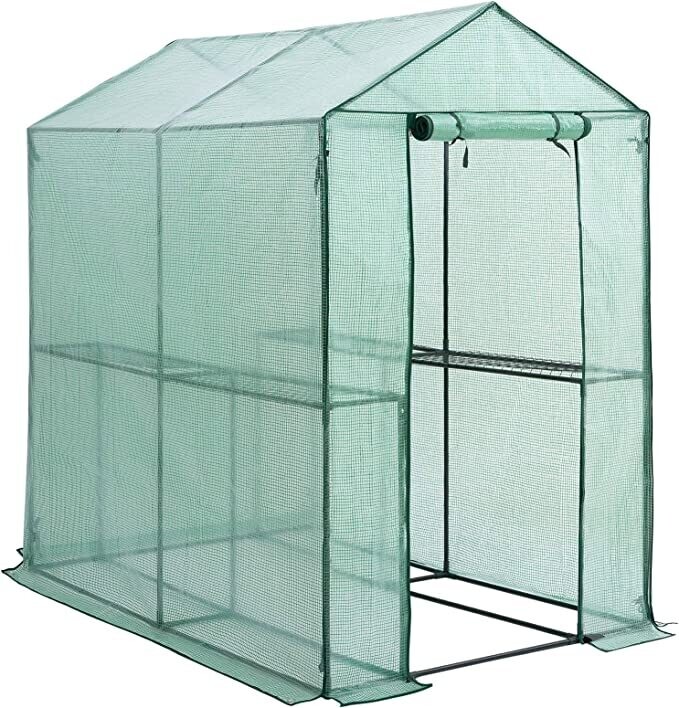 Greenhouse Foil Walk In Garden Shed 4 Shelves