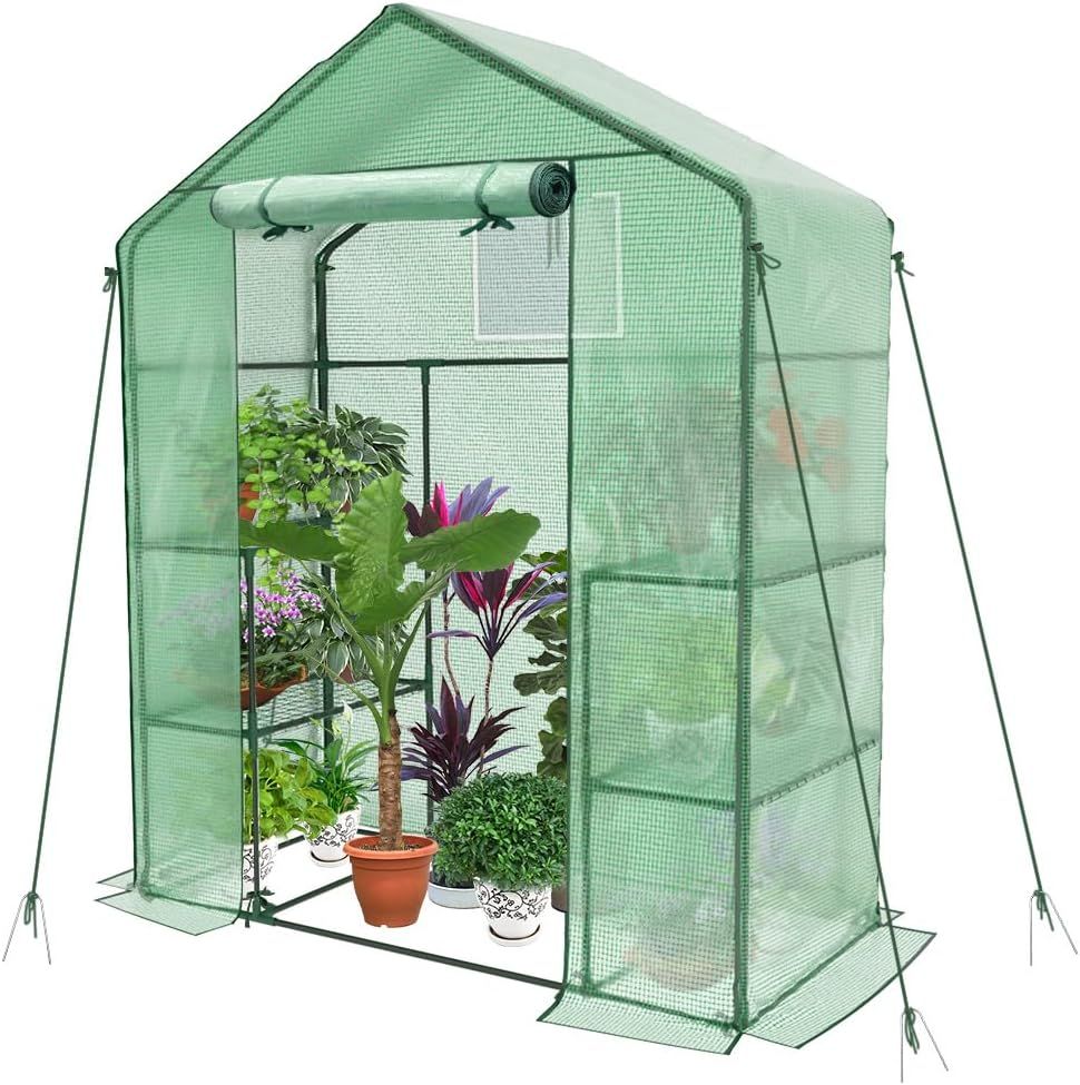 Greenhouse Foil Walk In Garden Shed 4 Shelves