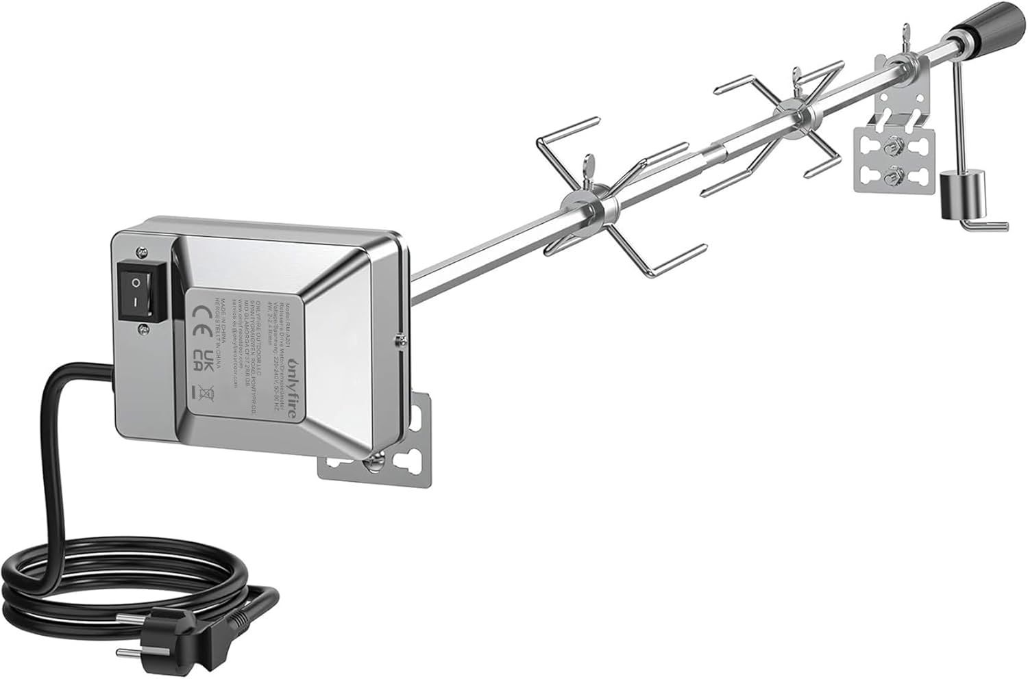 Universal Gas Grill Rotisserie Kit with Electric Motor – 45" Hexagon Spit Rod
