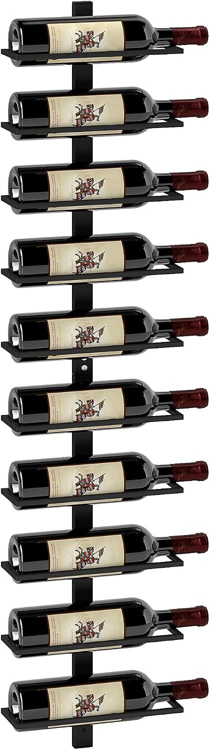 10-Tier Wall-Mounted Wine Rack – Steel Bottle Storage &amp; Display Shelf