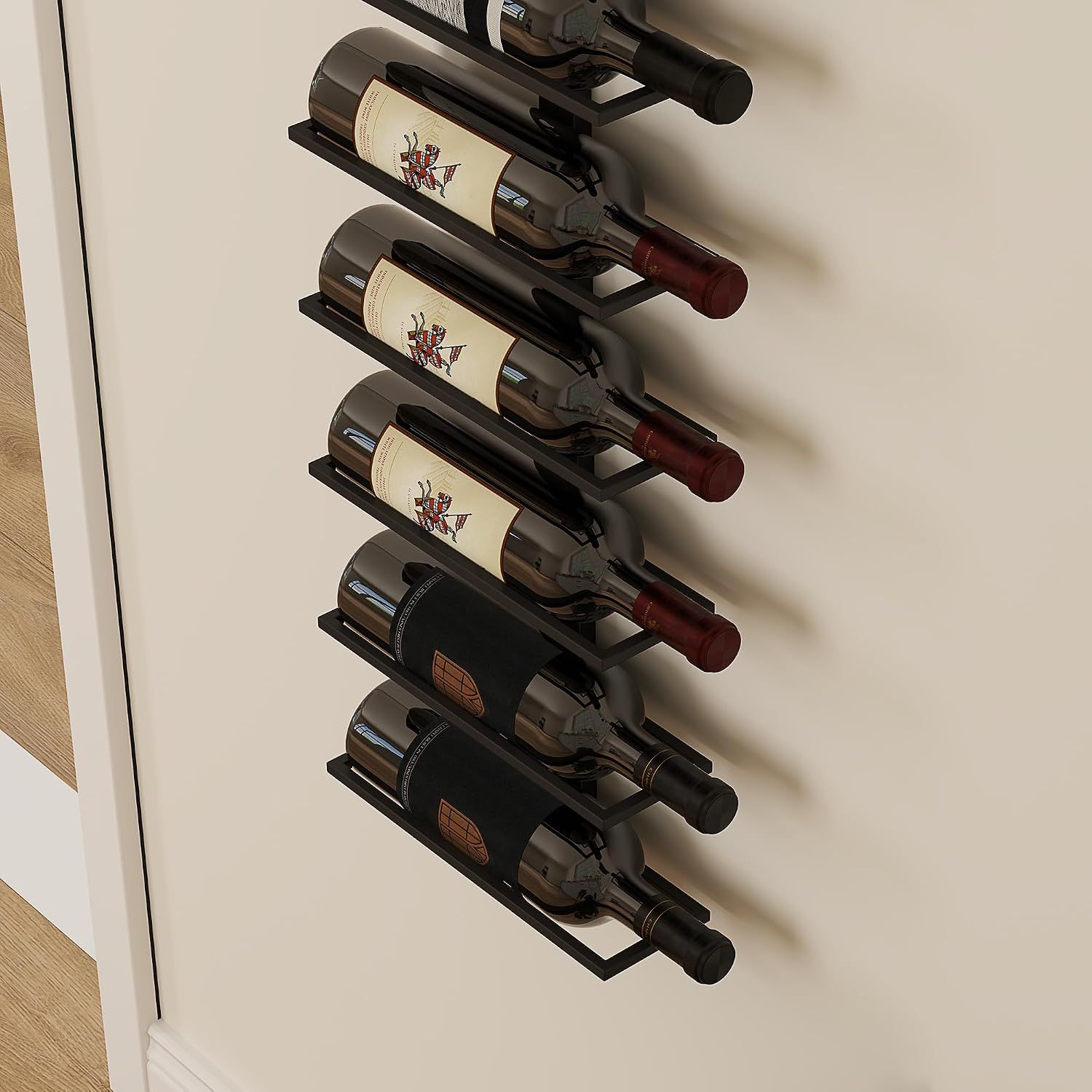10-Tier Wall-Mounted Wine Rack – Steel Bottle Storage &amp; Display Shelf