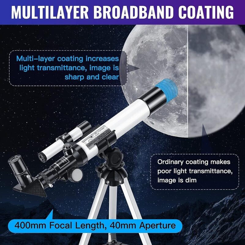 Children's and Beginner's Astronomical Telescope, with Finder Scopes, Compasses, and Adjustable Tripods