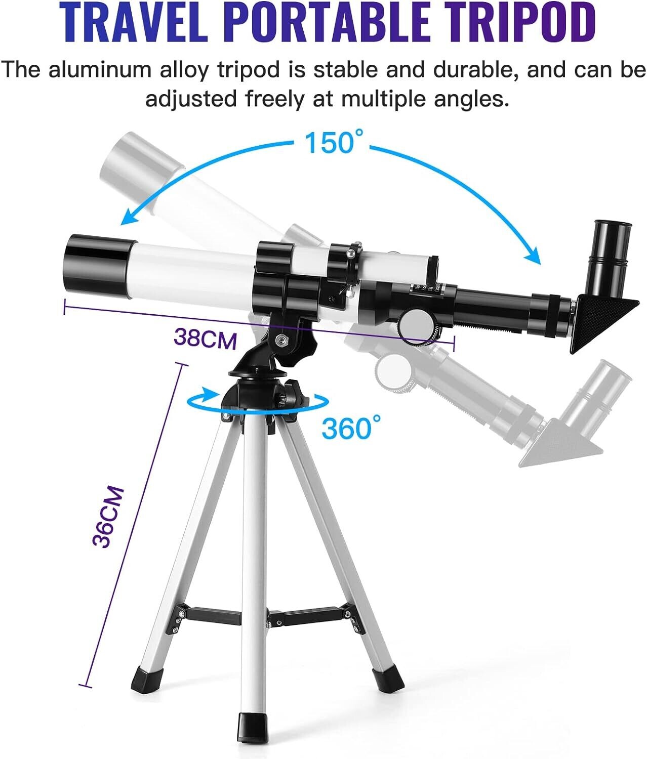 Children's and Beginner's Astronomical Telescope, with Finder Scopes, Compasses, and Adjustable Tripods