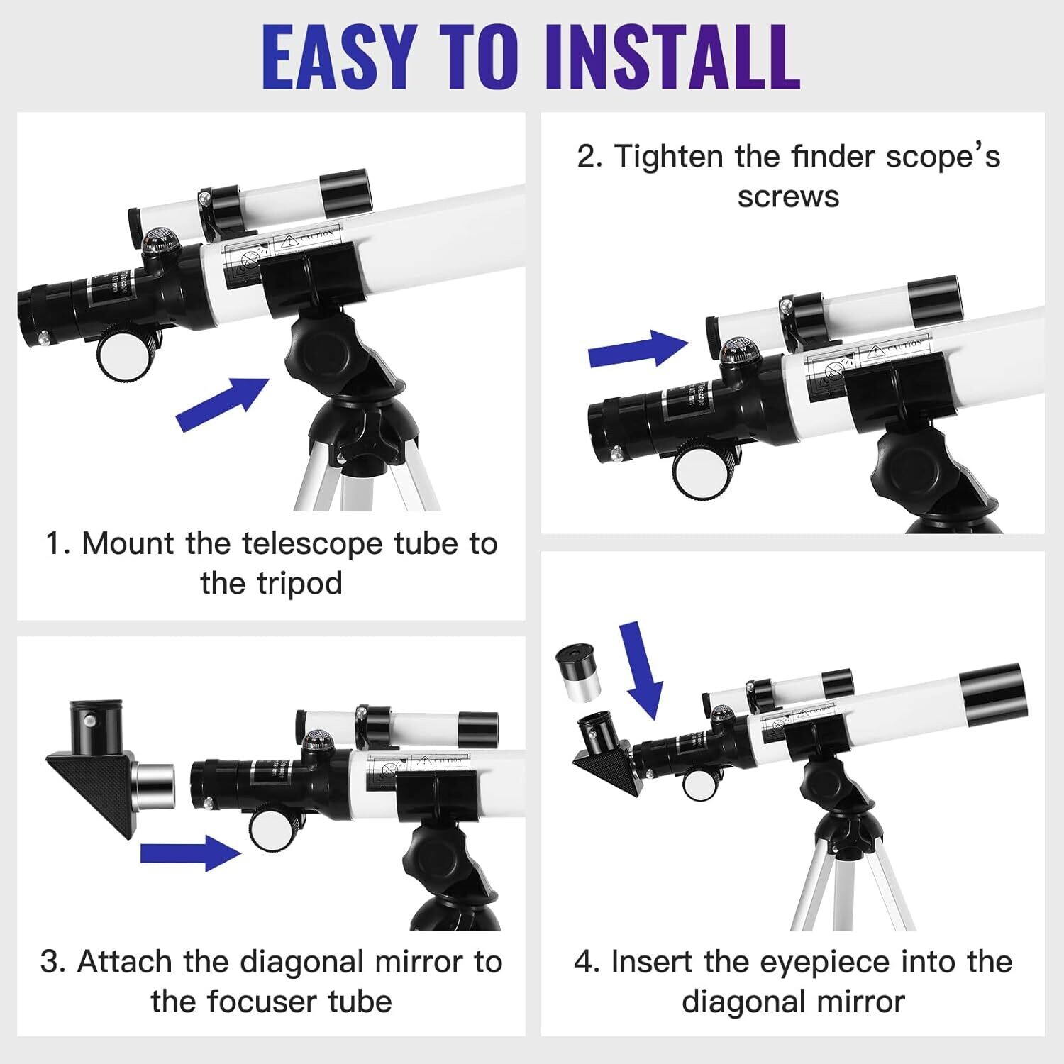 Children's and Beginner's Astronomical Telescope, with Finder Scopes, Compasses, and Adjustable Tripods