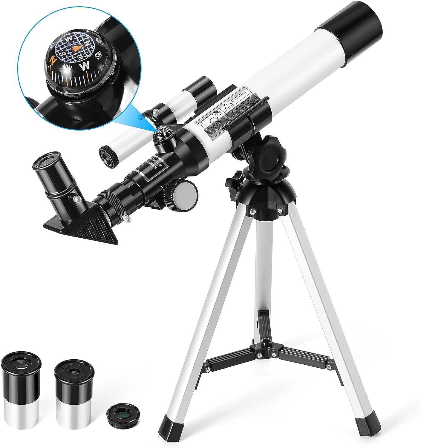 Children's and Beginner's Astronomical Telescope, with Finder Scopes, Compasses, and Adjustable Tripods