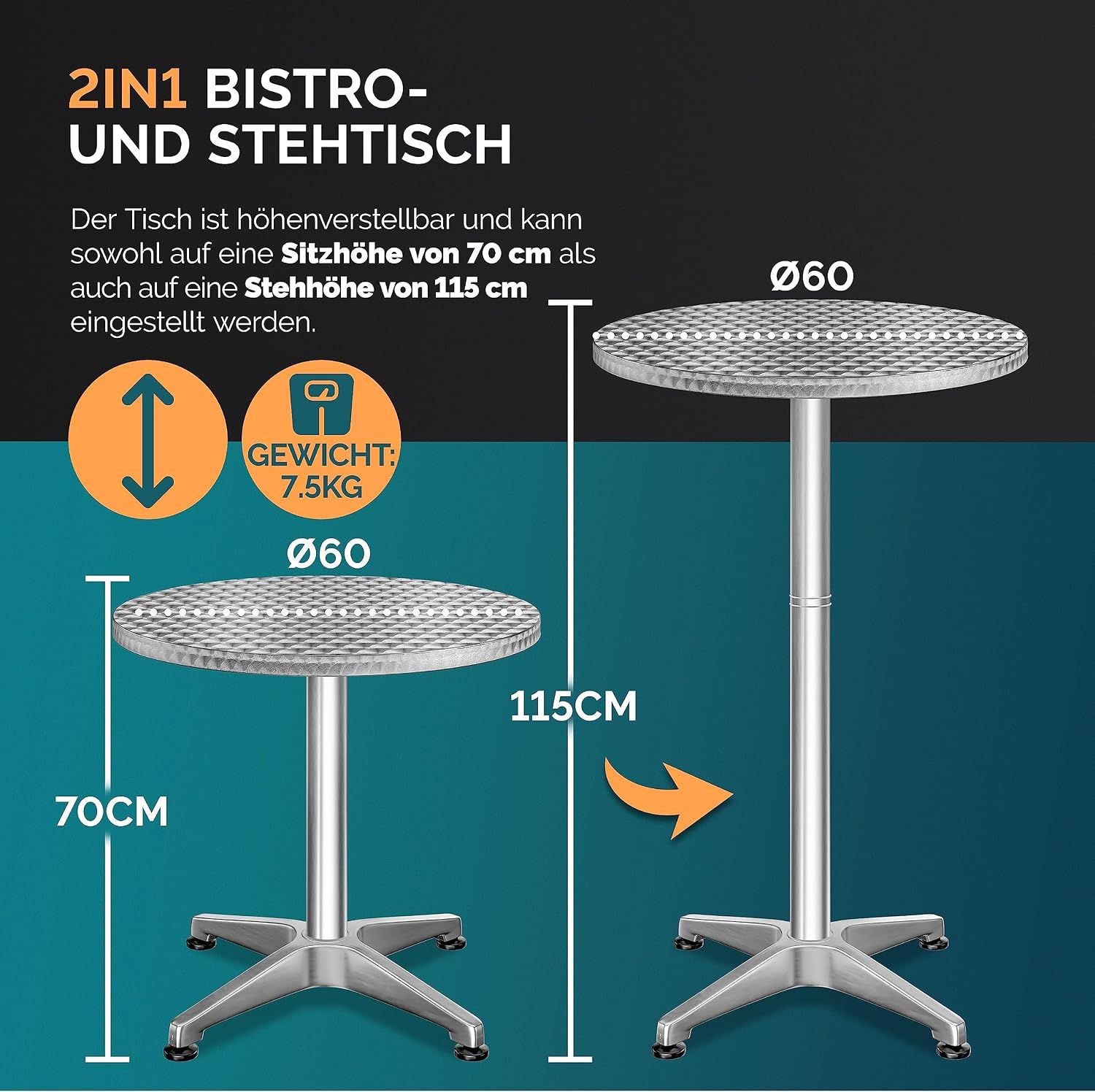 Height-Adjustable Bistro Bar Table