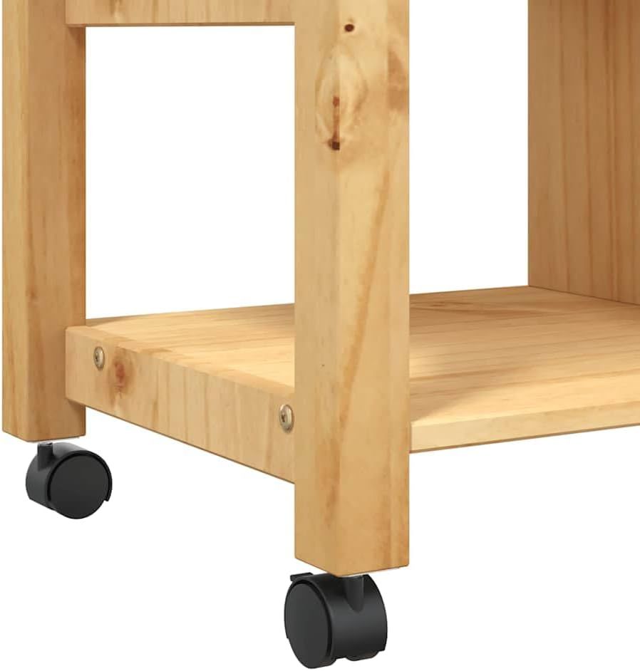 Kitchen Trolley, Serving Trolley with Lots of Storage Space, Side Trolley for Kitchen, Living Room, Bathroom, Trolley, Kitchen Shelf, Vegetable Trolley, Solid Pine Wood