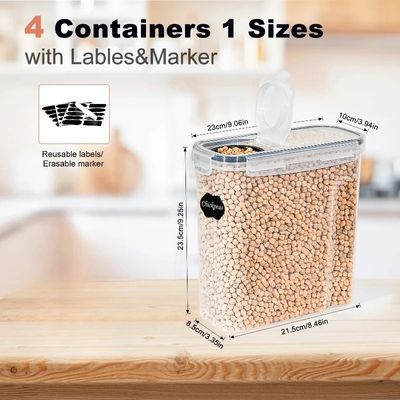 4L Airtight Food Storage Containers 2 Pack BPA Free Kitchen Storage Boxes