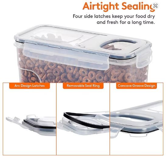 4L Airtight Cereal Storage Container with Lid, Food Storage Box with Labels